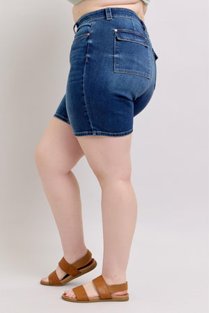 Judy Blue High Waist Bermudas Jean Shorts W/ Back Flap Pockets