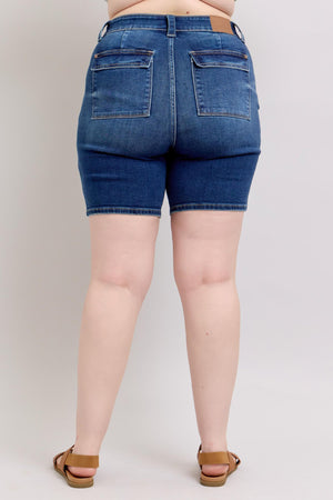 Judy Blue High Waist Bermudas Jean Shorts W/ Back Flap Pockets
