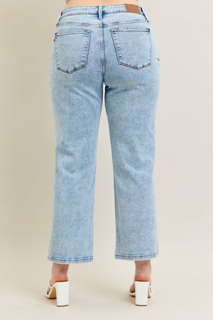Judy Blue High Waist Stone Wash Straight Leg Jeans