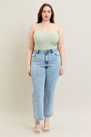 Judy Blue High Waist Stone Wash Straight Leg Jeans