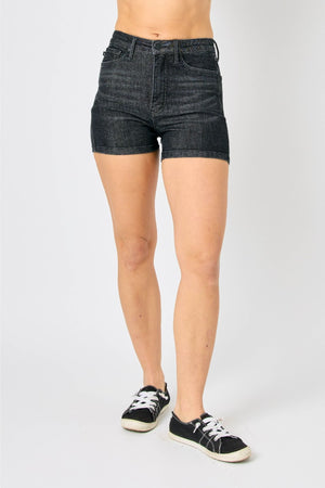 Judy Blue High Waist Tummy Control Black Denim Short