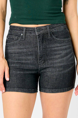 Judy Blue High Waist Tummy Control Black Denim Short