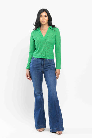 Judy Blue High Waist Side Hem Flare Trouser Jeans Tall (33.5" inseam)