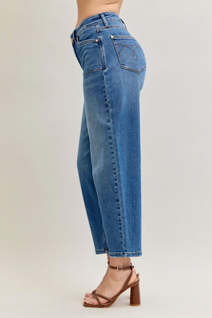 Judy Blue High Waist Classic Soft Barrel Stitch Thru Pocket Ankle Jeans