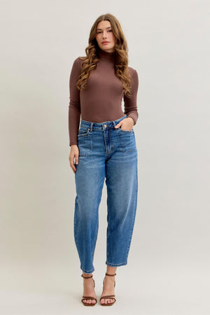 Judy Blue High Waist Classic Soft Barrel Stitch Thru Pocket Ankle Jeans