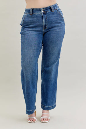 Judy Blue High Rise Double Button Wide Leg Jeans