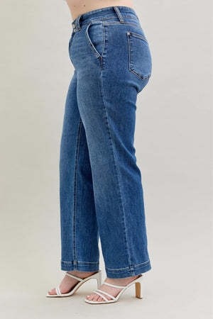 Judy Blue High Rise Double Button Wide Leg Jeans