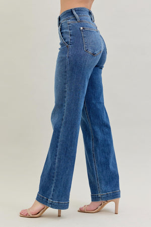 Judy Blue High Rise Double Button Wide Leg Jeans