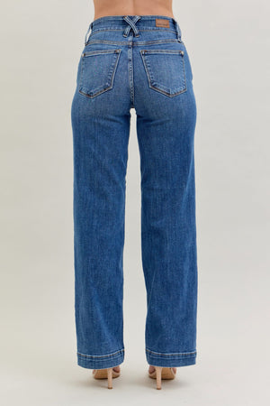 Judy Blue High Rise Double Button Wide Leg Jeans