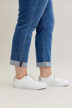 Judy Blue Mid Rise Boyfriend Classic Cuffed Jeans