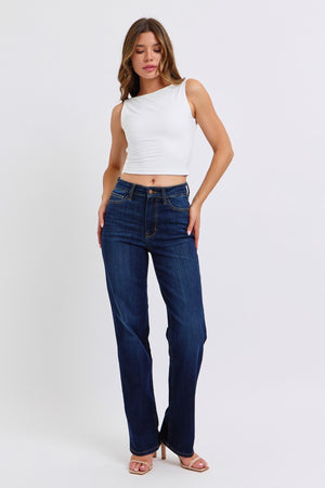Judy Blue High Waist Classic Straight Leg Non Distressed Jeans midnight magic