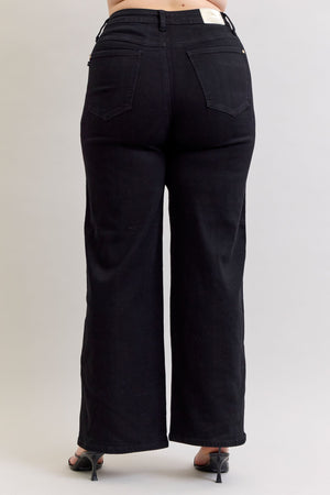 Judy Blue High Waist Retro Wide Leg Jeans Black