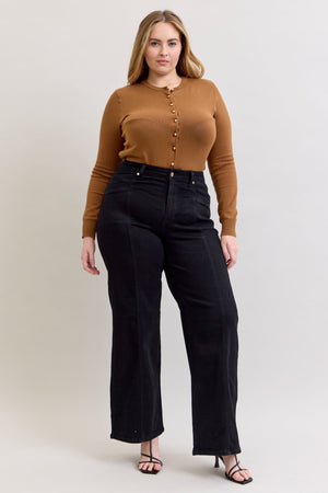 Judy Blue High Waist Retro Wide Leg Jeans Black