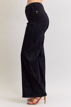 Judy Blue High Waist Retro Wide Leg Jeans Black