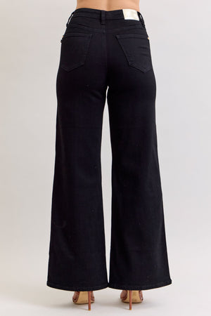 Judy Blue High Waist Retro Wide Leg Jeans Black