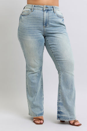Judy Blue Mid Rise Pin tac Detail Flare Jeans - 33" Inseam