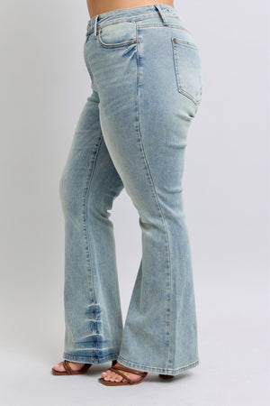 Judy Blue Mid Rise Pin tac Detail Flare Jeans - 33" Inseam