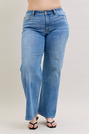 Judy Blue Mid Rise Retro Wide Leg Jeans