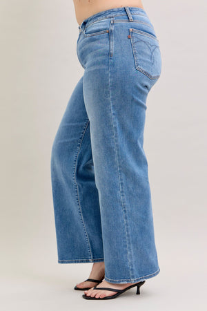 Judy Blue Mid Rise Retro Wide Leg Jeans