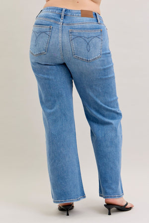 Judy Blue Mid Rise Retro Wide Leg Jeans
