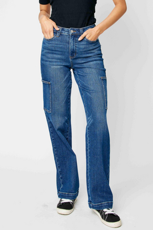Judy Blue High Waist Cargo Straight Leg Jeans
