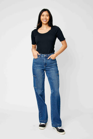Judy Blue High Waist Cargo Straight Leg Jeans