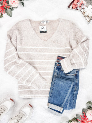 Cozy Striped Sweater - Natural by Michelle Mae