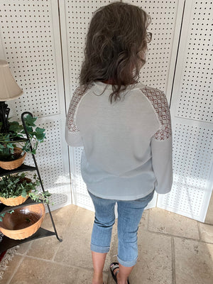 Lantern Sleeve Round Neck Blouse - 3 colors