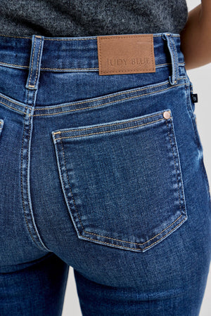 Judy Blue High Waist Petite Trouser Flare Jeans Dark Wash