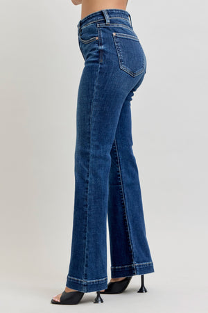 Judy Blue High Waist Petite Trouser Flare Jeans Dark Wash
