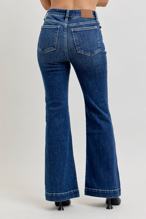 Judy Blue High Waist Petite Trouser Flare Jeans Dark Wash