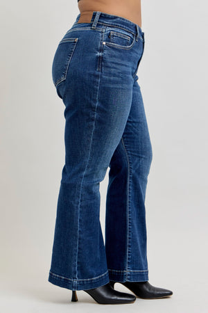 Judy Blue High Waist Petite Trouser Flare Jeans Dark Wash