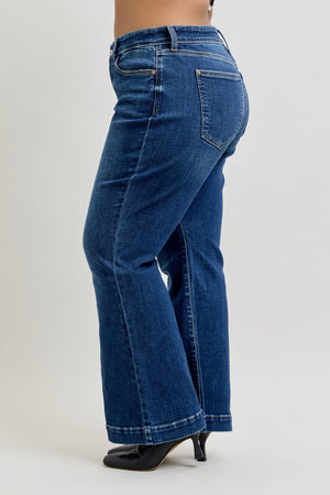 Judy Blue High Waist Petite Trouser Flare Jeans Dark Wash