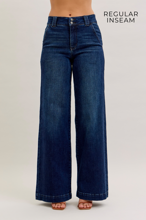 Judy Blue High Waist Trouser Wide Leg Jeans Regular