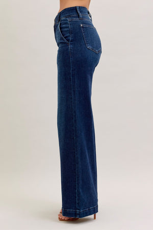 Judy Blue High Waist Trouser Wide Leg Jeans Regular