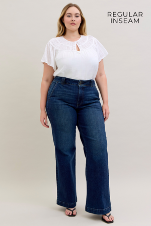Judy Blue High Waist Trouser Wide Leg Jeans Regular