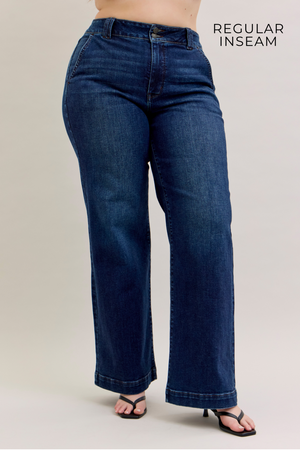 Judy Blue High Waist Trouser Wide Leg Jeans Regular