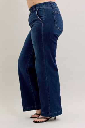 Judy Blue High Waist Trouser Wide Leg Jeans Regular