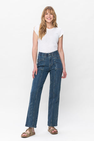 Judy Blue High Rise Elastic Waist Vintage Straight Leg Jeans