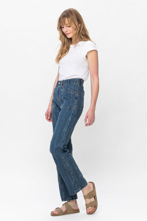 Judy Blue High Rise Elastic Waist Vintage Straight Leg Jeans