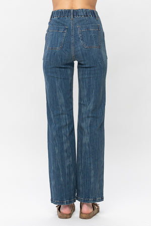 Judy Blue High Rise Elastic Waist Vintage Straight Leg Jeans