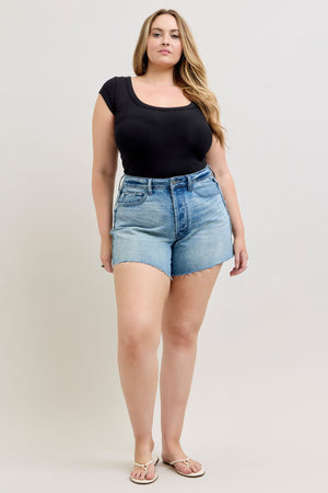 Judy Blue High Waist Rigid Magic Cutoff Shorts Raw Side Seams