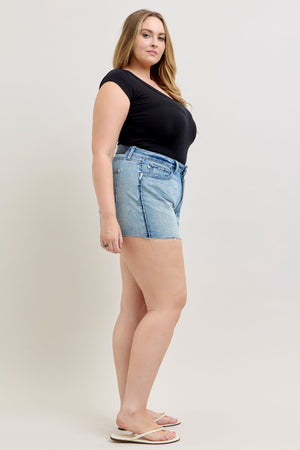 Judy Blue High Waist Rigid Magic Cutoff Shorts Raw Side Seams