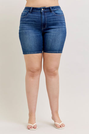 Judy Blue Mid Rise Bermuda Jean Shorts