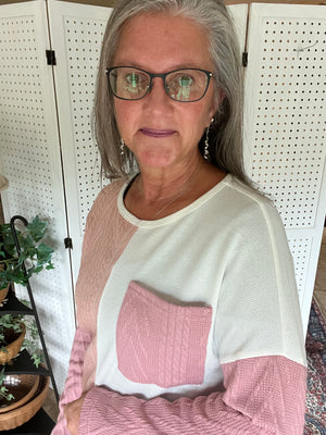 Color Block Cable Knit Sweater - 2 colors
