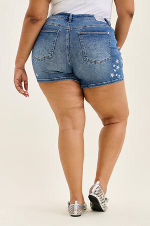 Judy Blue High Waist Slim Jean Short with Star Splatter