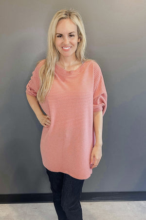 I'm Blushing - Waffle Knit Dolman