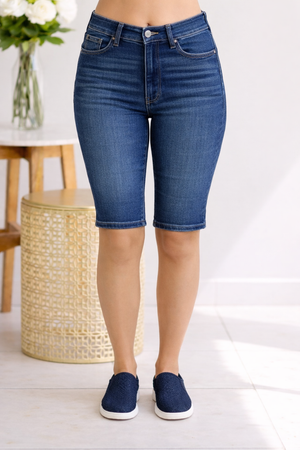 Judy Blue Mid Rise Bermuda Jean Shorts