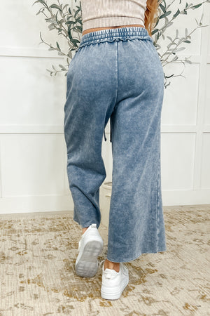 Zenana In or Out Wide Leg Cropped Pants Blue Grey