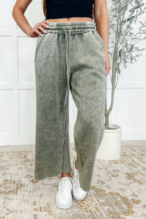 Zenana In or Out Wide Leg Cropped Pants Lt Olive